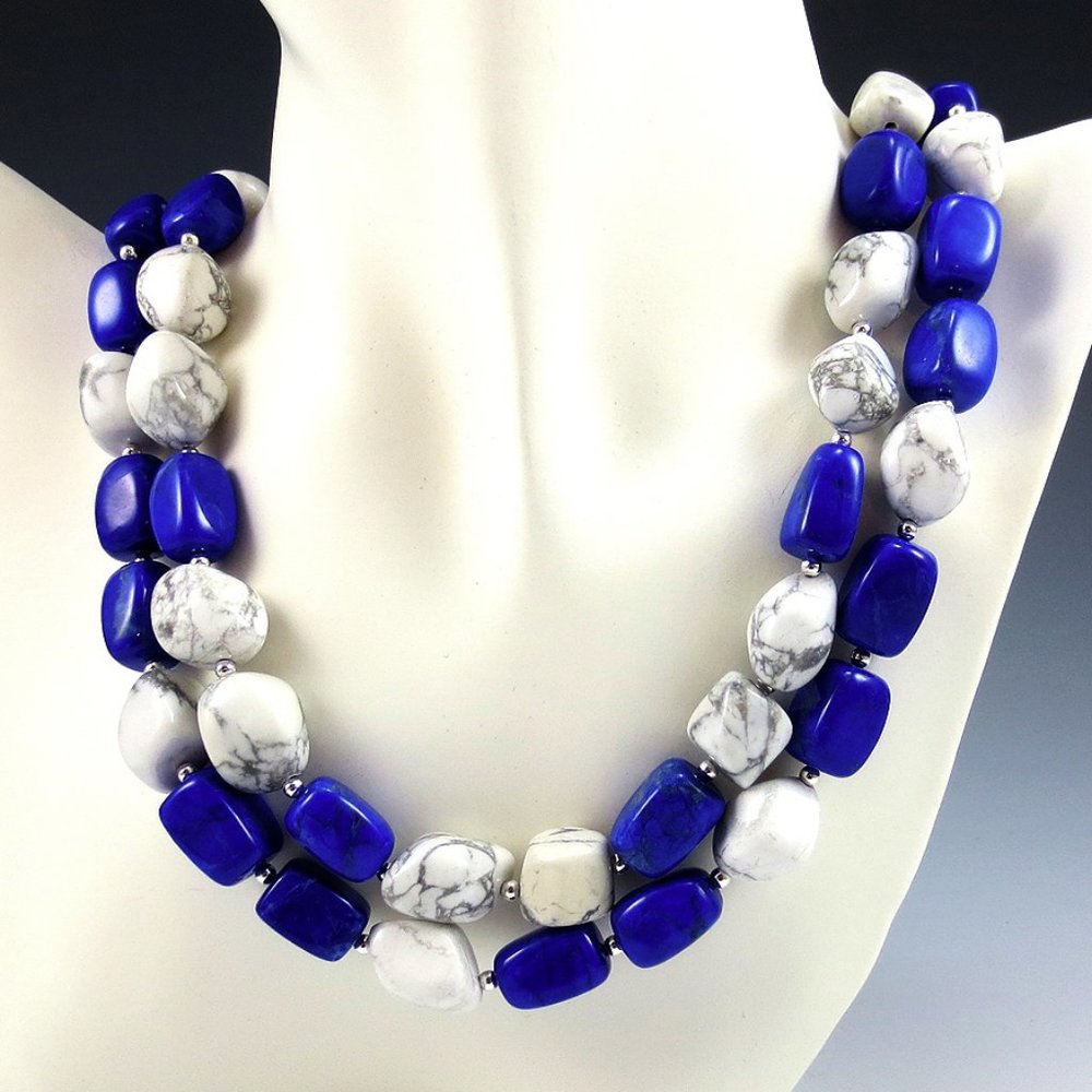 Howlite and Sterling Silver 2-Necklace Set